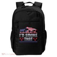 I'd Smoke That BBQ Barbeque Patriot Dinosaur T-Rexs Backpack thumb 0
