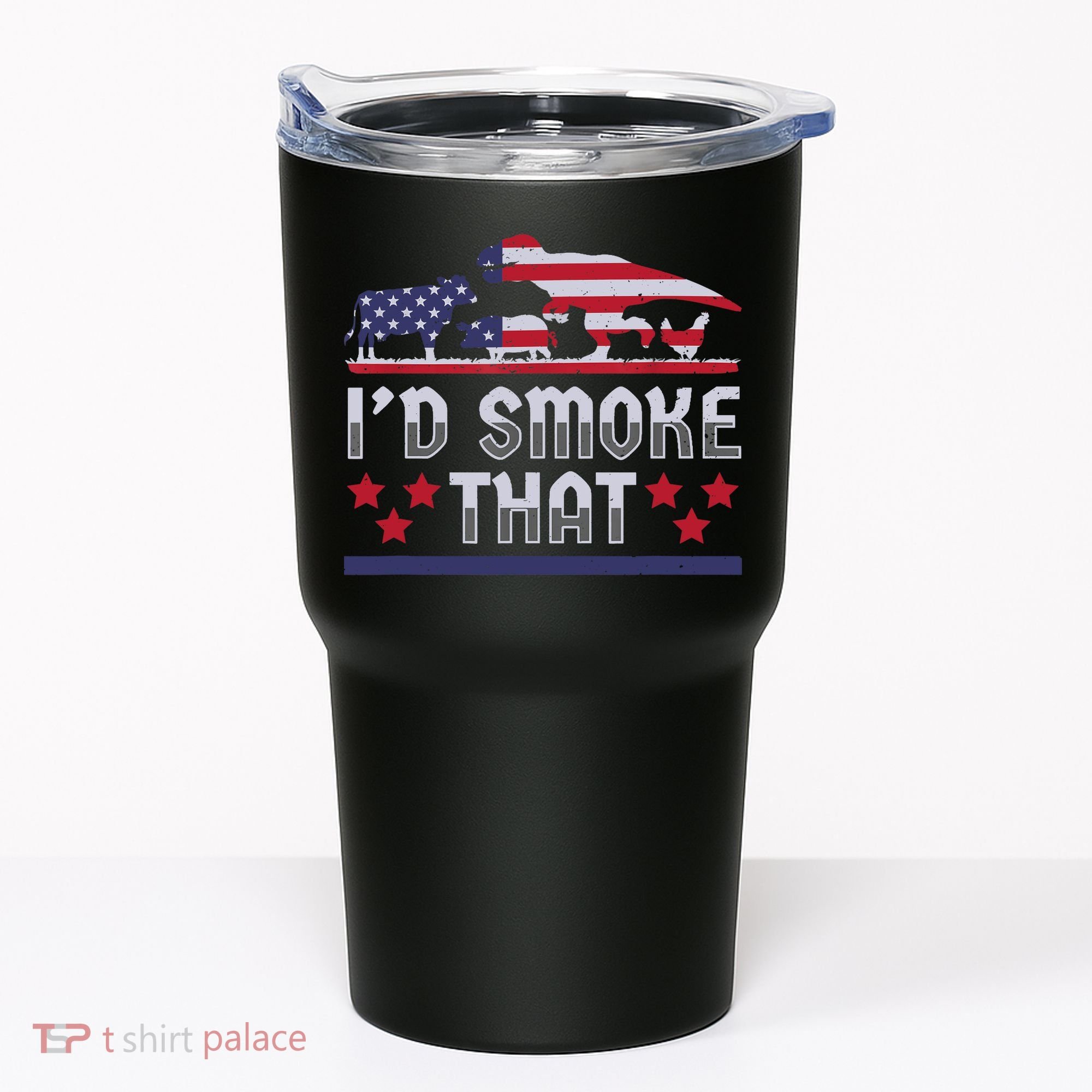 I'd Smoke That BBQ Barbeque Patriot Dinosaur T-Rexs Tumbler