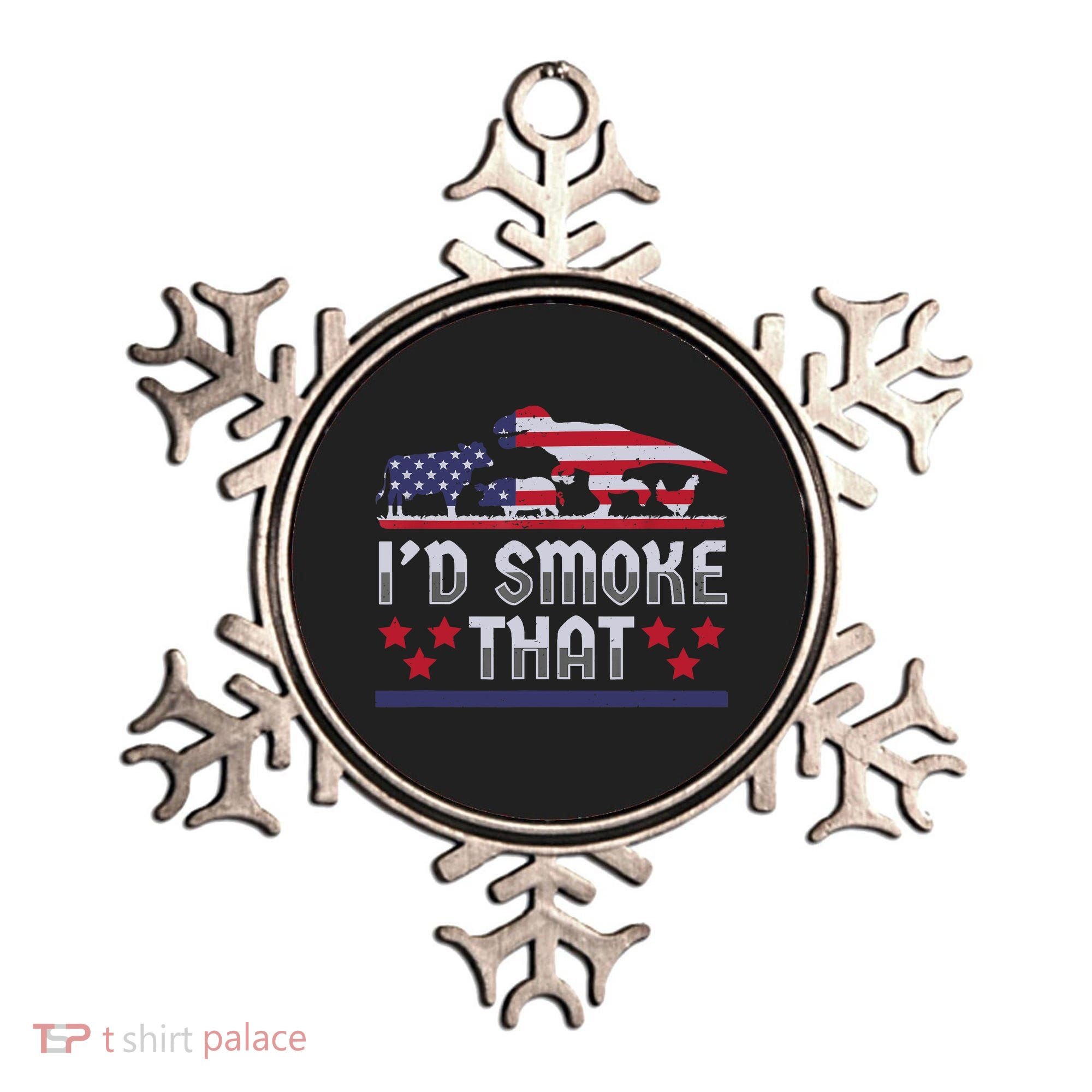 I'd Smoke That BBQ Barbeque Patriot Dinosaur T-Rexs Ornament
