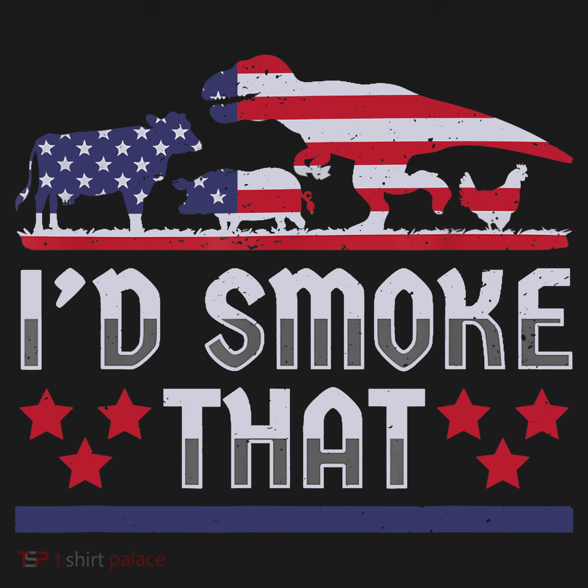 I'd Smoke That BBQ Barbeque Patriot Dinosaur T-Rexs Ornament