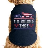 I'd Smoke That BBQ Barbeque Patriot Dinosaur T-Rexs Doggie Tank thumb 0