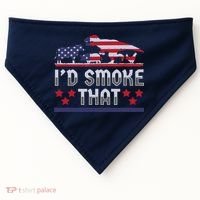I'd Smoke That BBQ Barbeque Patriot Dinosaur T-Rexs USA-Made Doggie Bandana thumb 0