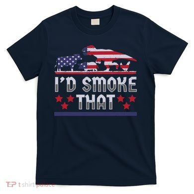 I'd Smoke That BBQ Barbeque Patriot Dinosaur T-Rexs T-Shirt