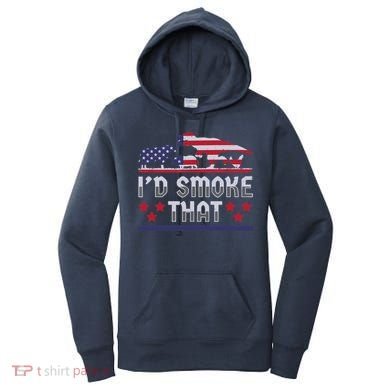 I'd Smoke That BBQ Barbeque Patriot Dinosaur T-Rexs Women's Hoodie
