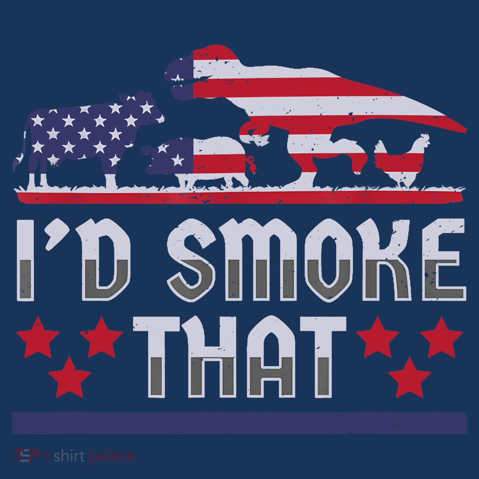 I'd Smoke That BBQ Barbeque Patriot Dinosaur T-Rexs Women's Hoodie