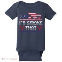I'd Smoke That BBQ Barbeque Patriot Dinosaur T-Rexs Baby Bodysuit thumb 0