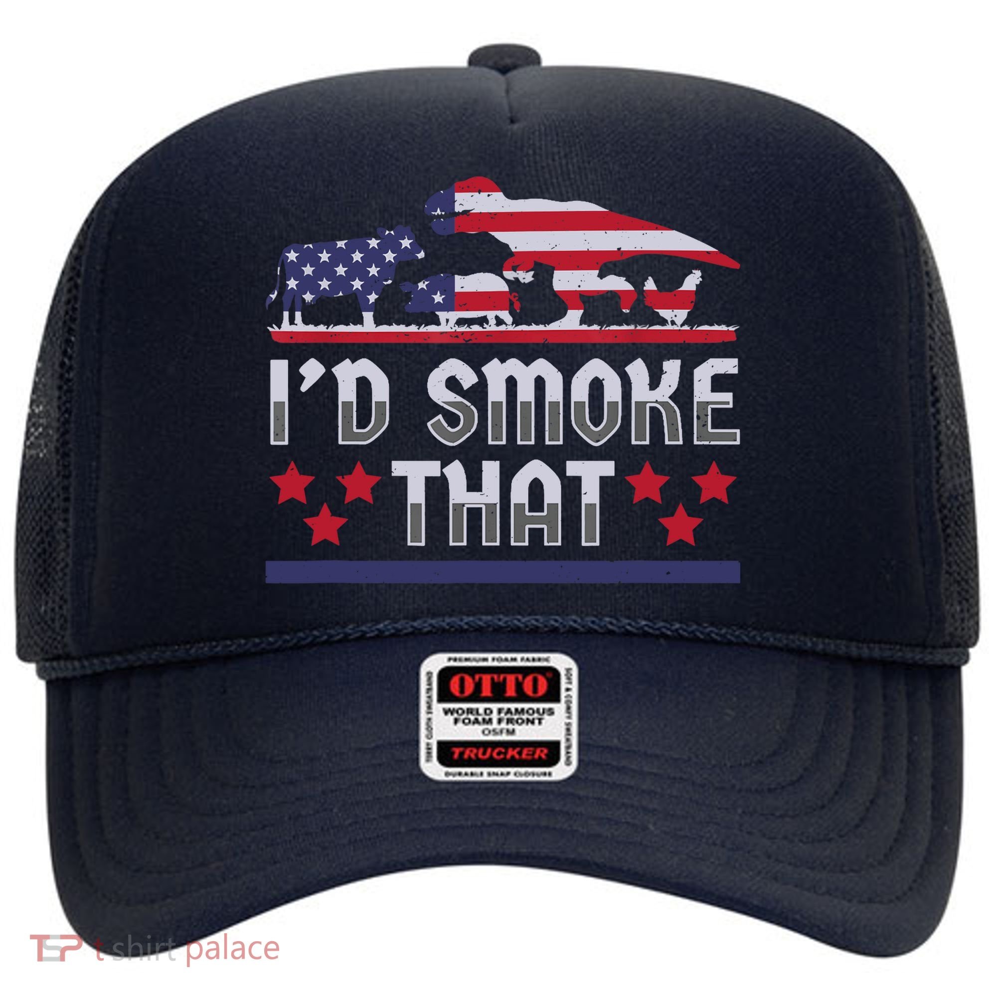 I'd Smoke That BBQ Barbeque Patriot Dinosaur T-Rexs Hat