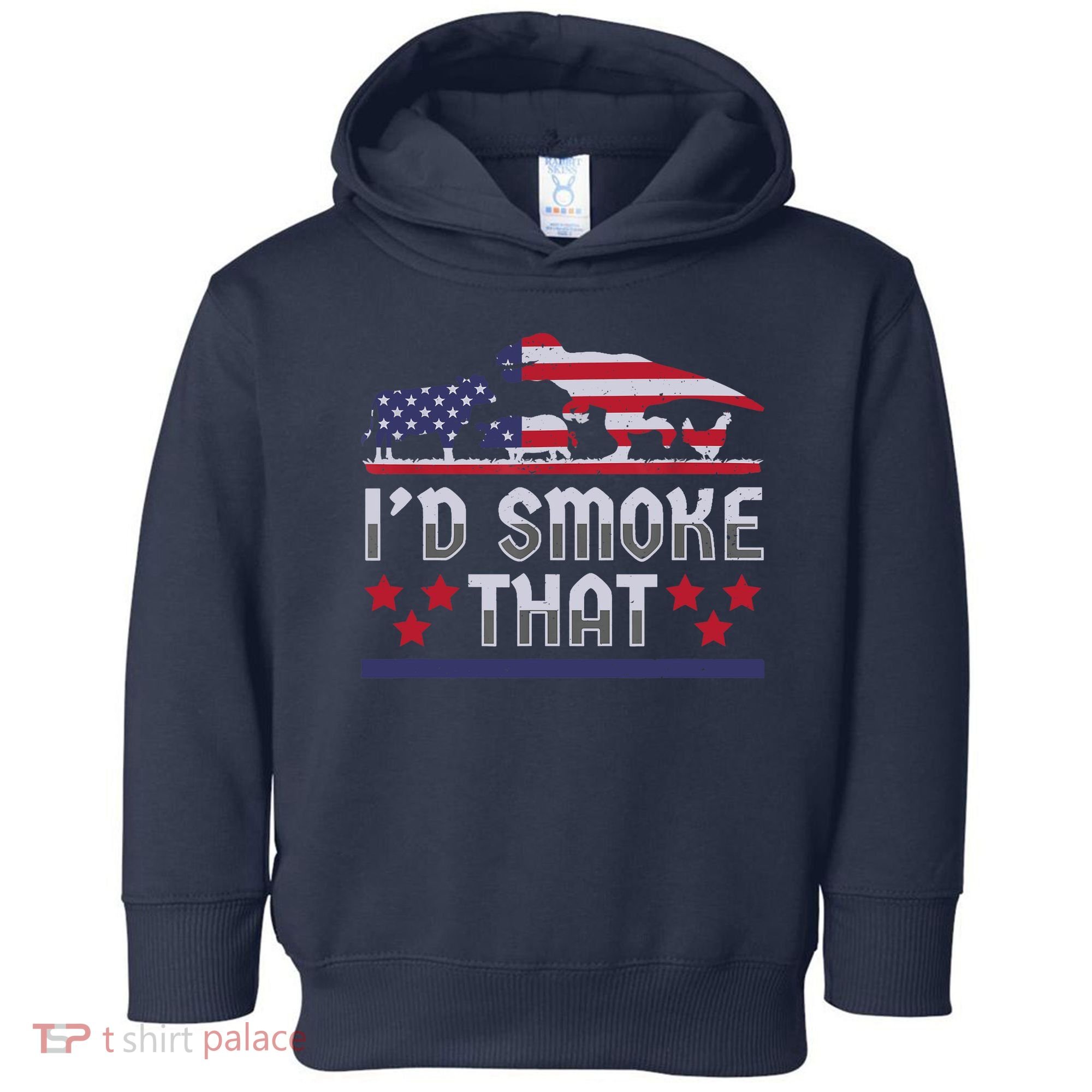 I'd Smoke That BBQ Barbeque Patriot Dinosaur T-Rexs Toddler Hoodie