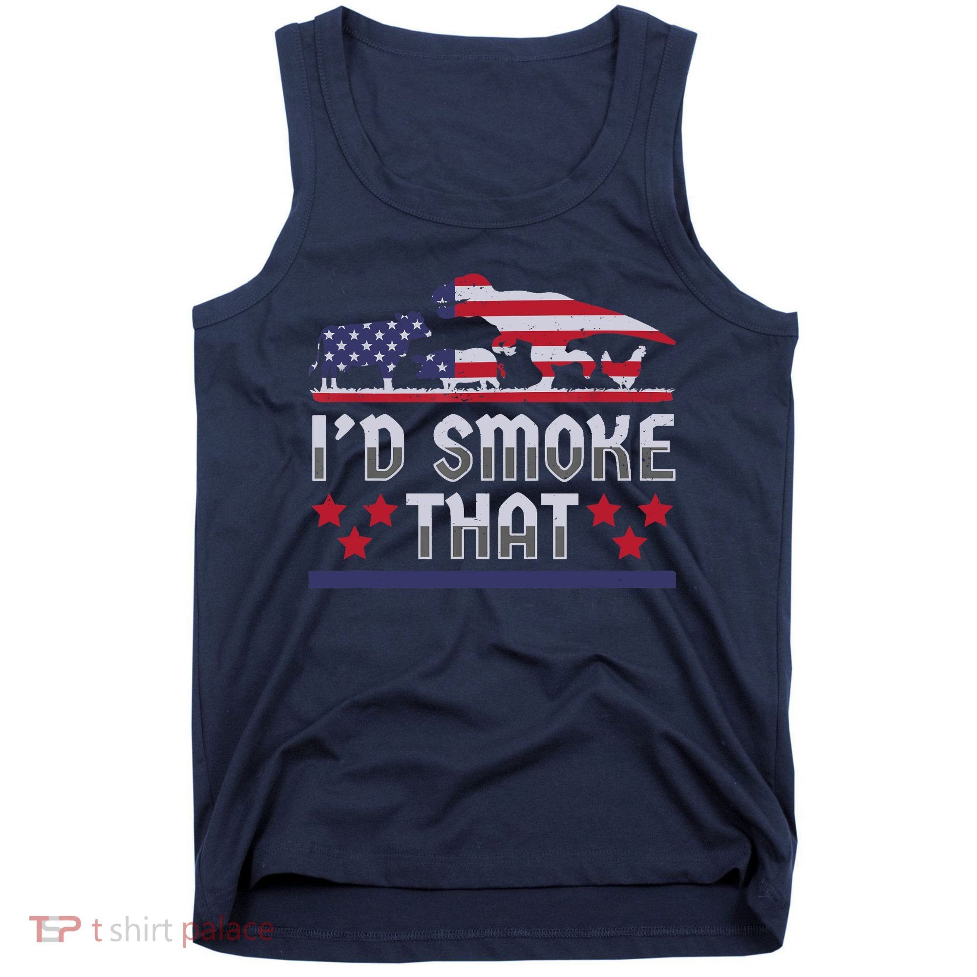 I'd Smoke That BBQ Barbeque Patriot Dinosaur T-Rexs Tank Top