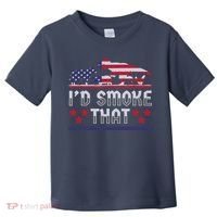 I'd Smoke That BBQ Barbeque Patriot Dinosaur T-Rexs Toddler T-Shirt thumb 0