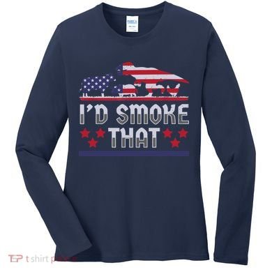 I'd Smoke That BBQ Barbeque Patriot Dinosaur T-Rexs Women's Long Sleeve Shirt