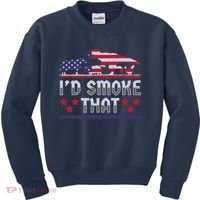 I'd Smoke That BBQ Barbeque Patriot Dinosaur T-Rexs Kids Sweatshirt thumb 0