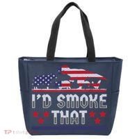 I'd Smoke That BBQ Barbeque Patriot Dinosaur T-Rexs Tote Bag thumb 0