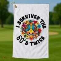I Survived The 60s Sixties Twice 70th Birthday 60th Funny Golf Towel thumb 1
