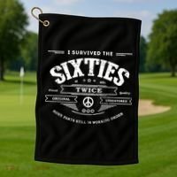 I Survived The Sixties Twice Built In 60s 70th 60th Birthday Golf Towel thumb 1