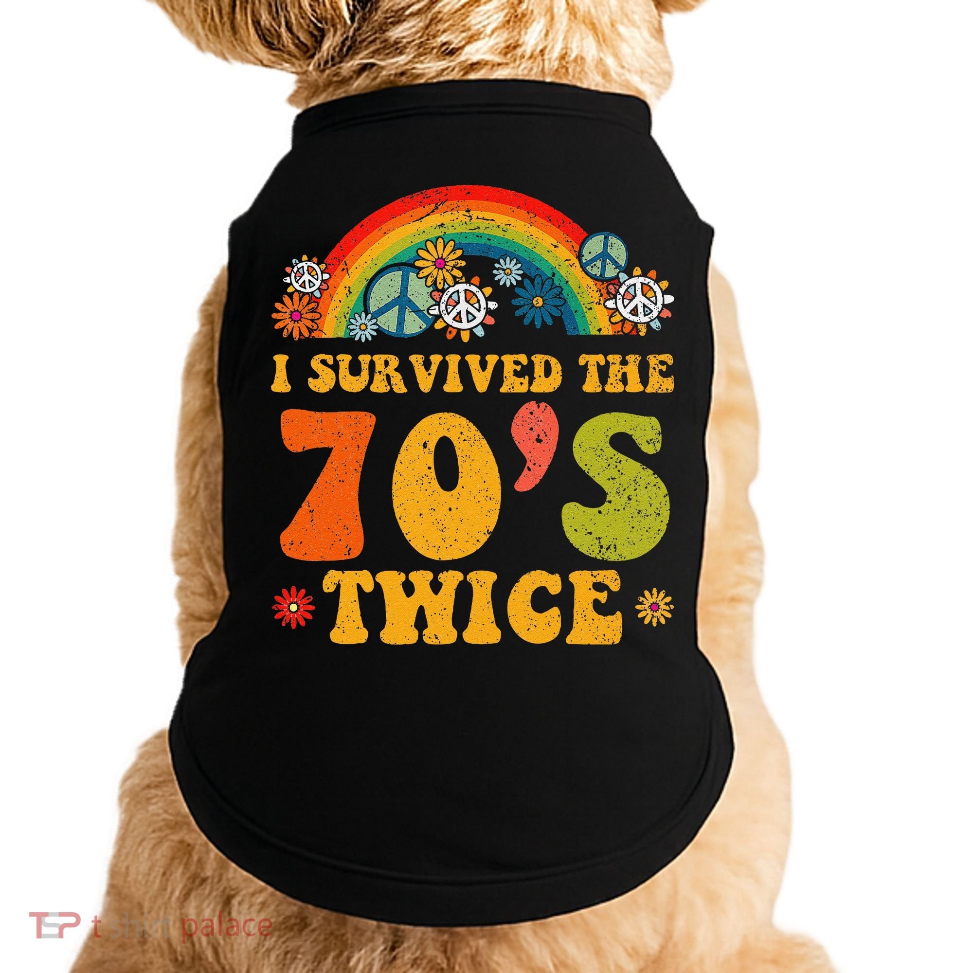 I Survived the 70s Twice Funny 90th Birthday Retro Doggie Tank
