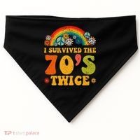 I Survived the 70s Twice Funny 90th Birthday Retro USA-Made Doggie Bandana thumb 0