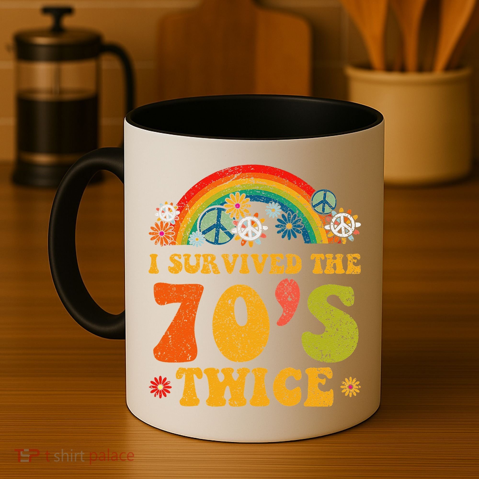 I Survived the 70s Twice Funny 90th Birthday Retro Coffee Mug