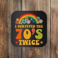 I Survived the 70s Twice Funny 90th Birthday Retro Coaster thumb 0