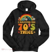 I Survived the 70s Twice Funny 90th Birthday Retro Tie Dye Hoodie thumb 0