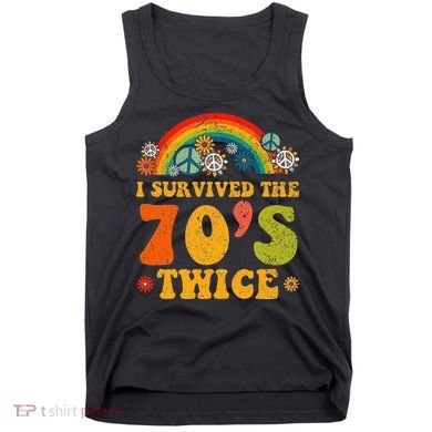 I Survived the 70s Twice Funny 90th Birthday Retro Tank Top