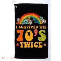 I Survived the 70s Twice Funny 90th Birthday Retro Golf Towel thumb 0