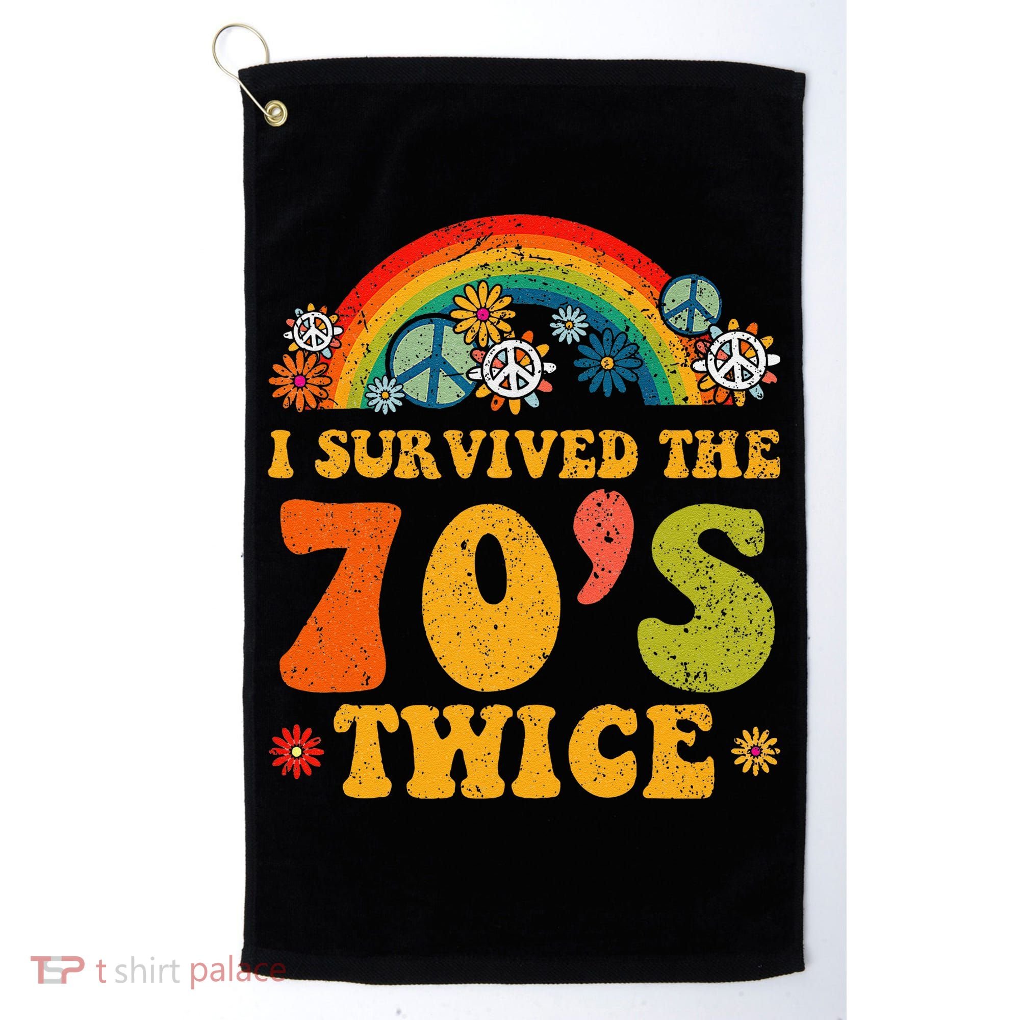 I Survived the 70s Twice Funny 90th Birthday Retro Golf Towel