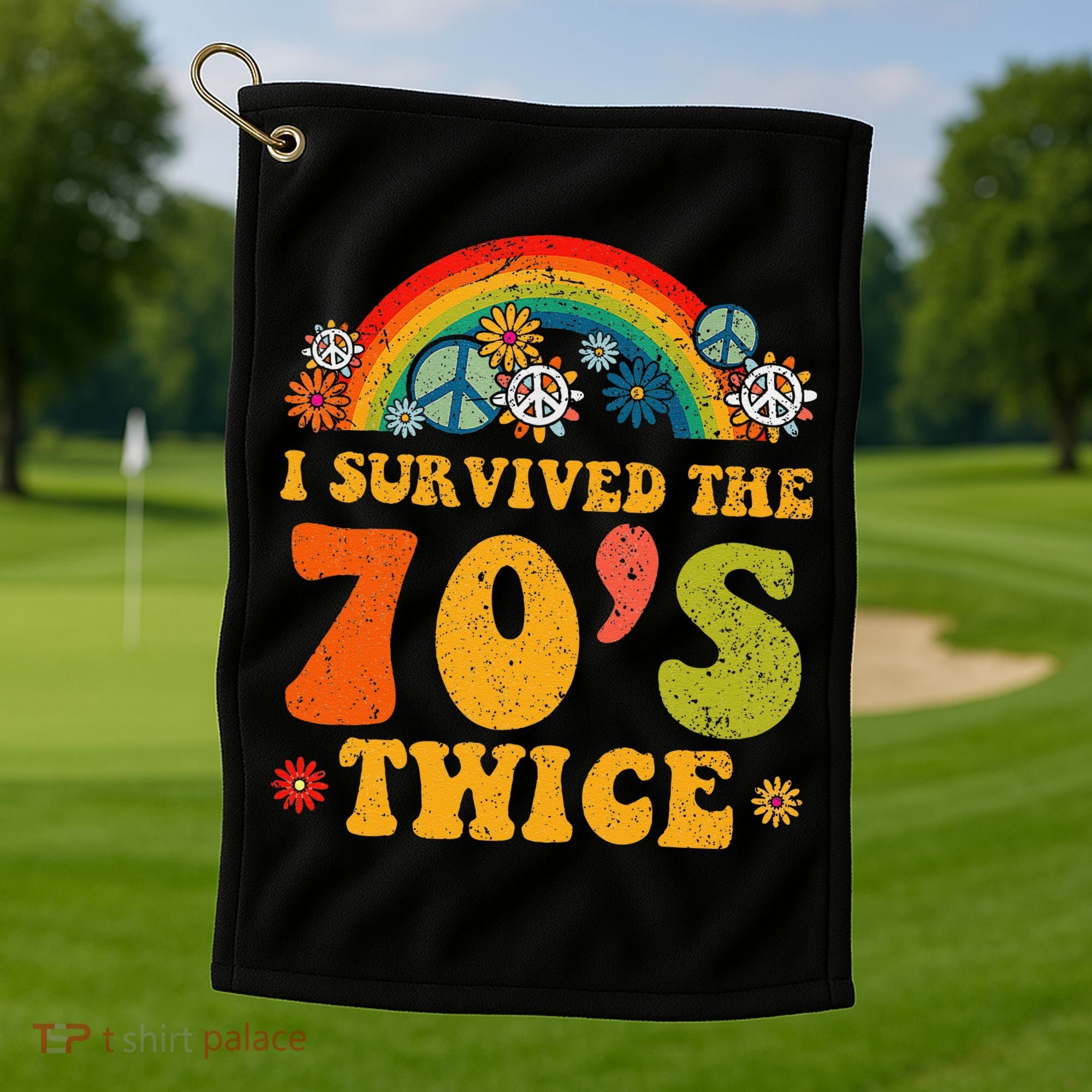 I Survived the 70s Twice Funny 90th Birthday Retro Golf Towel