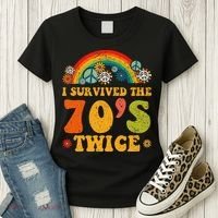 I Survived the 70s Twice Funny 90th Birthday Retro Women's T-Shirt thumb 3