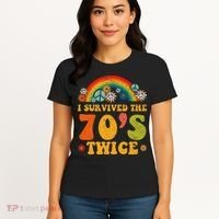 I Survived the 70s Twice Funny 90th Birthday Retro Women's T-Shirt thumb 4