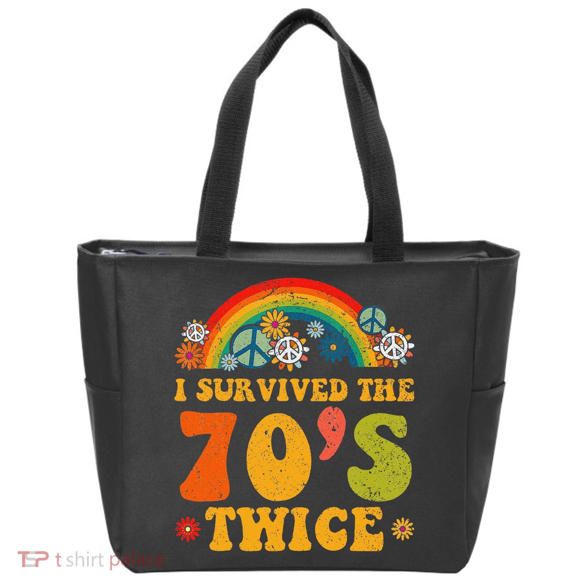 I Survived the 70s Twice Funny 90th Birthday Retro Tote Bag