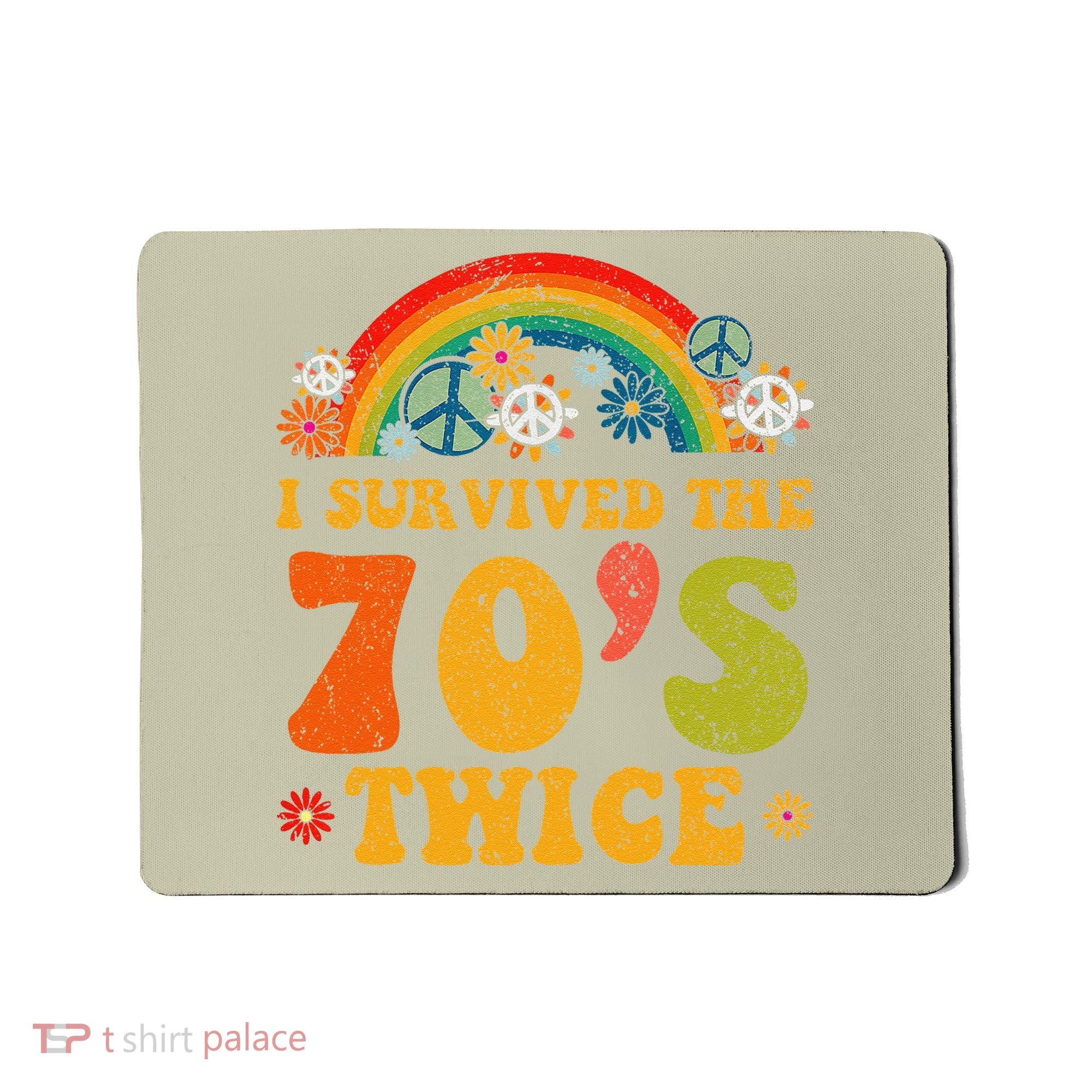 I Survived the 70s Twice Funny 90th Birthday Retro Mousepad
