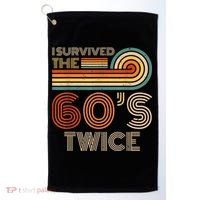 I Survived The 60s Twice Sixties 70th 70s Year Old Birthday Golf Towel thumb 0