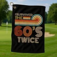 I Survived The 60s Twice Sixties 70th 70s Year Old Birthday Golf Towel thumb 1