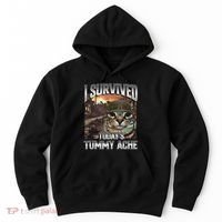 I Survived TodayS Tummy Ache Groovy Funny Cat Hoodie thumb 0