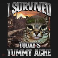 I Survived TodayS Tummy Ache Groovy Funny Cat Hoodie thumb 7