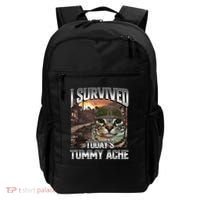 I Survived TodayS Tummy Ache Groovy Funny Cat Backpack thumb 0