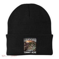I Survived TodayS Tummy Ache Groovy Funny Cat Beanie thumb 0