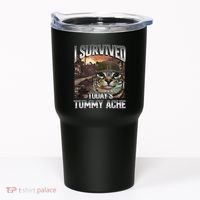I Survived TodayS Tummy Ache Groovy Funny Cat Tumbler thumb 0