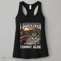 I Survived TodayS Tummy Ache Groovy Funny Cat Women's Tank Top thumb 3