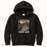 I Survived TodayS Tummy Ache Groovy Funny Cat Kids Hoodie thumb 0