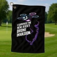 I Survived The New Jersey Drone Invasion Golf Towel thumb 1