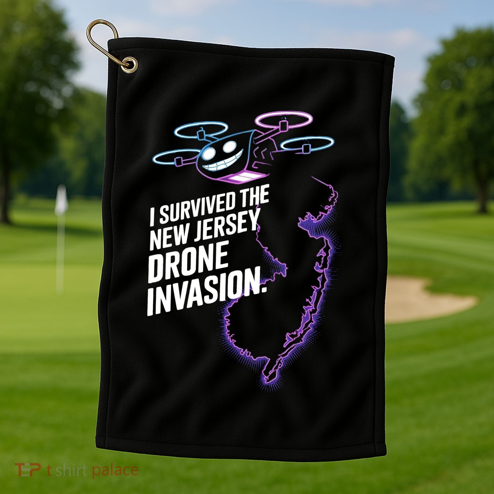 I Survived The New Jersey Drone Invasion Golf Towel