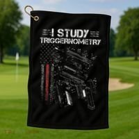 I Study Triggernometry Gun Veteran Christmas Golf Towel thumb 1