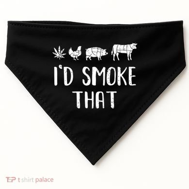 I'd Smoke That Funny BBQ Weed Cannabis USA-Made Doggie Bandana