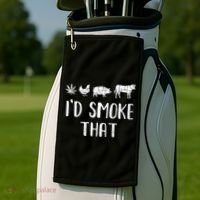 I'd Smoke That Funny BBQ Weed Cannabis Golf Towel thumb 2