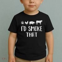 I'd Smoke That Funny BBQ Weed Cannabis Toddler T-Shirt thumb 2