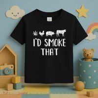 I'd Smoke That Funny BBQ Weed Cannabis Toddler T-Shirt thumb 3