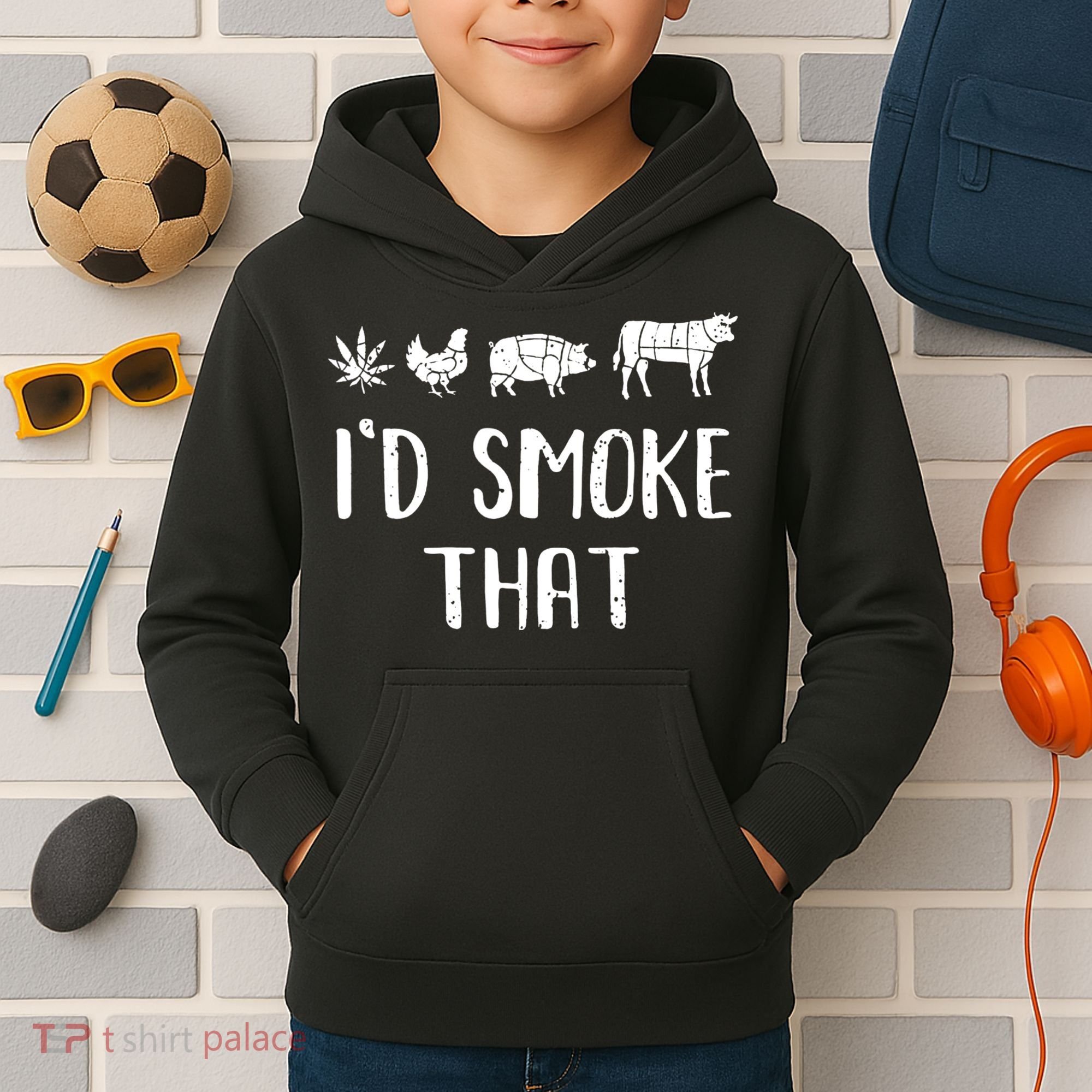 I'd Smoke That Funny BBQ Weed Cannabis Kids Hoodie