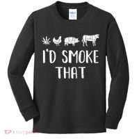 I'd Smoke That Funny BBQ Weed Cannabis Kids Long Sleeve Shirt thumb 0